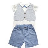 Barcellino Completo 2 Pezzi T-Shirt-Bermuda per Neonato 9367 BIANCO/AZZURRO BARCELLINO 