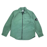 C.P. Company Camicia Tinta Unita Con Tasche E Zip Verde Per Bambino