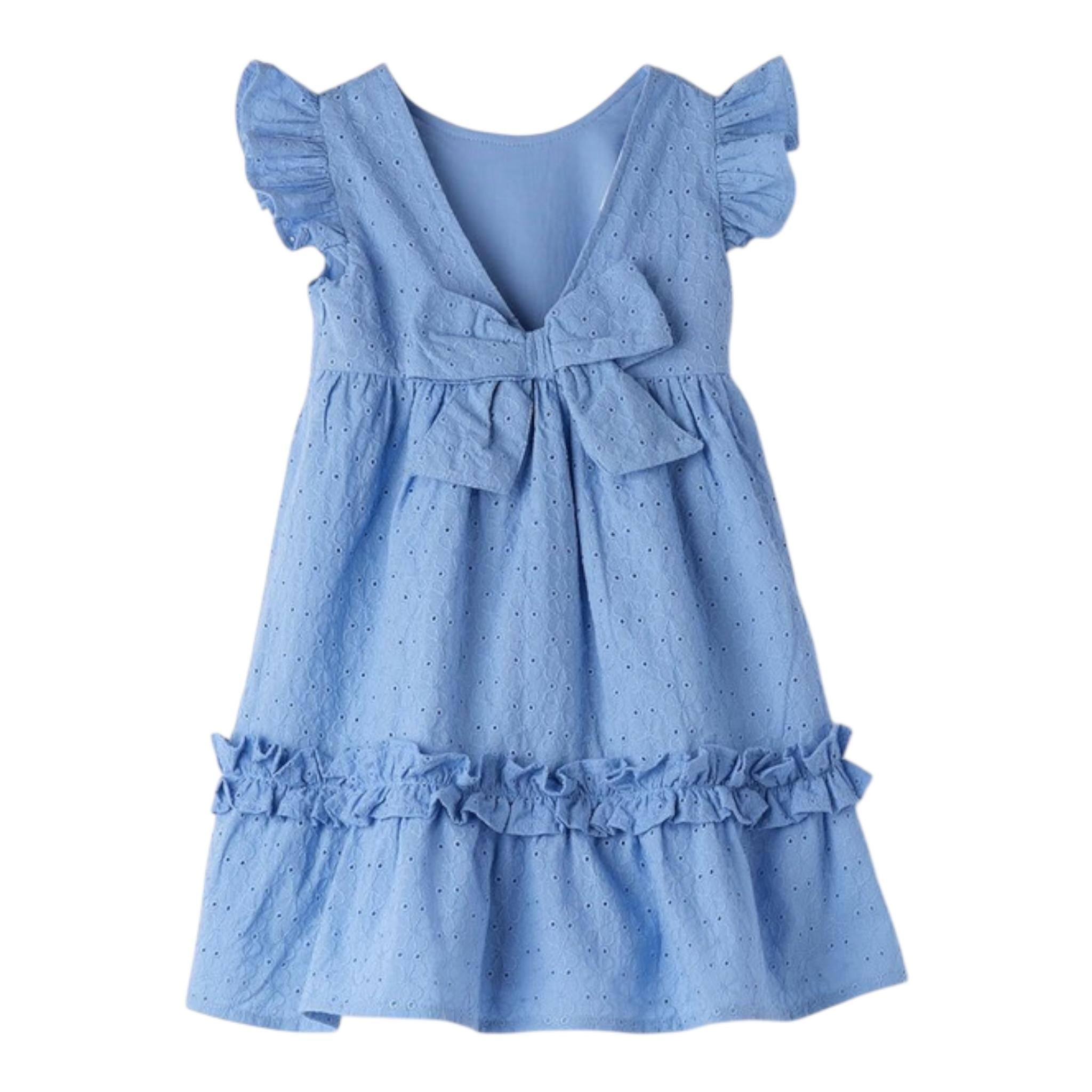 Sarabanda Abito Giromanica Traforato Tinta Unita per Neonata 0B339XXN AZZURRO SARABANDA 