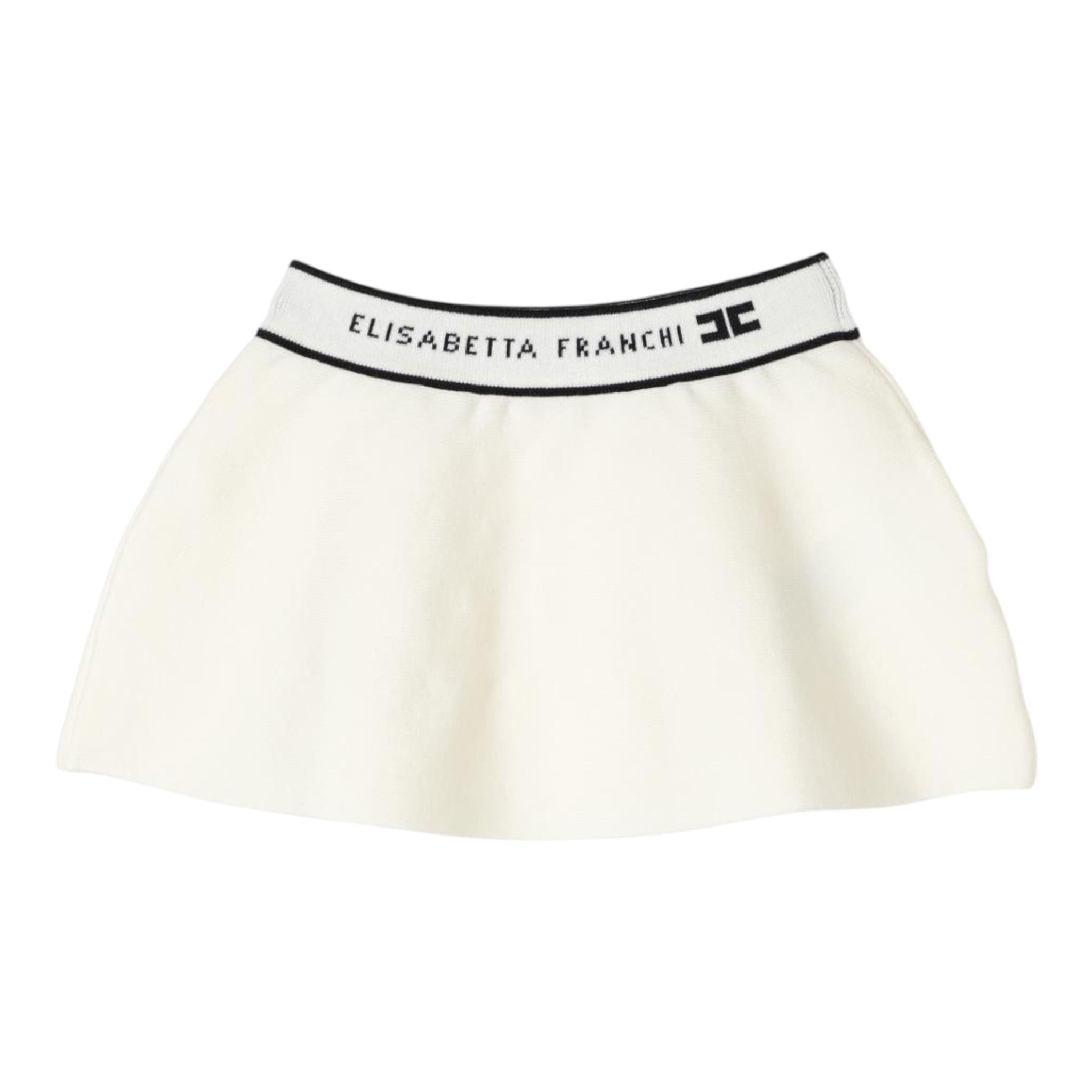 ELISABETTA FRANCHI gonna tinta unita con elastico in vita logato Panna per Bambina EGG042 PANNA ELISABETTA FRANCHI 