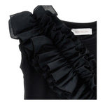 Monnalisa Abito Tinta Unita Giromanica con Balze per Bambina 17E905 NERO MONNALISA 