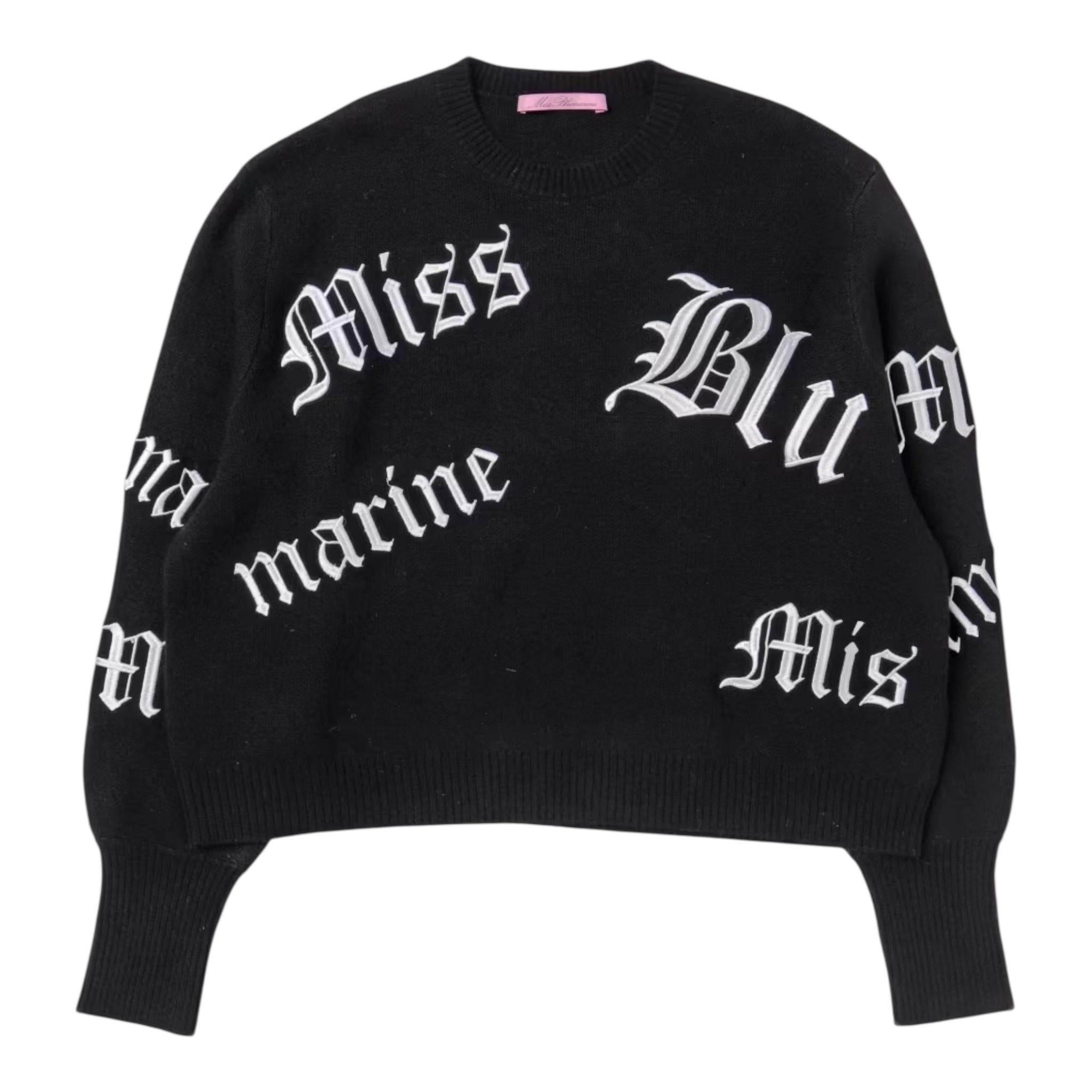 MISS BLUMARINE maglia tinta unita con stampa  Nero per Bambina IF3053 NERO MISS BLUMARINE 