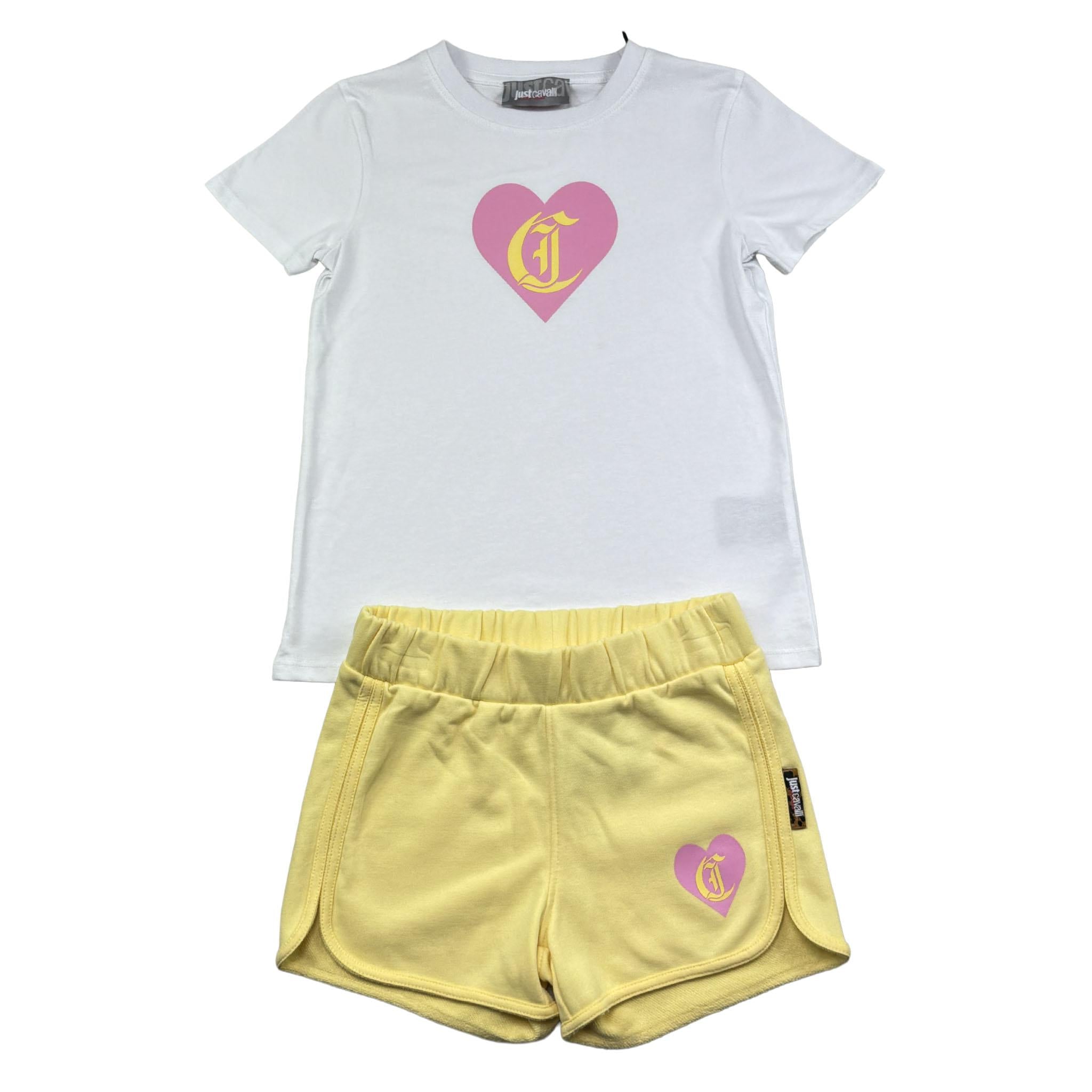 Just Cavalli Completo 2 Pezzi T-Shirt-Short Bicolore per Bambina JGP26003CJ BIANCO/GIALLO JUST CAVALLI 