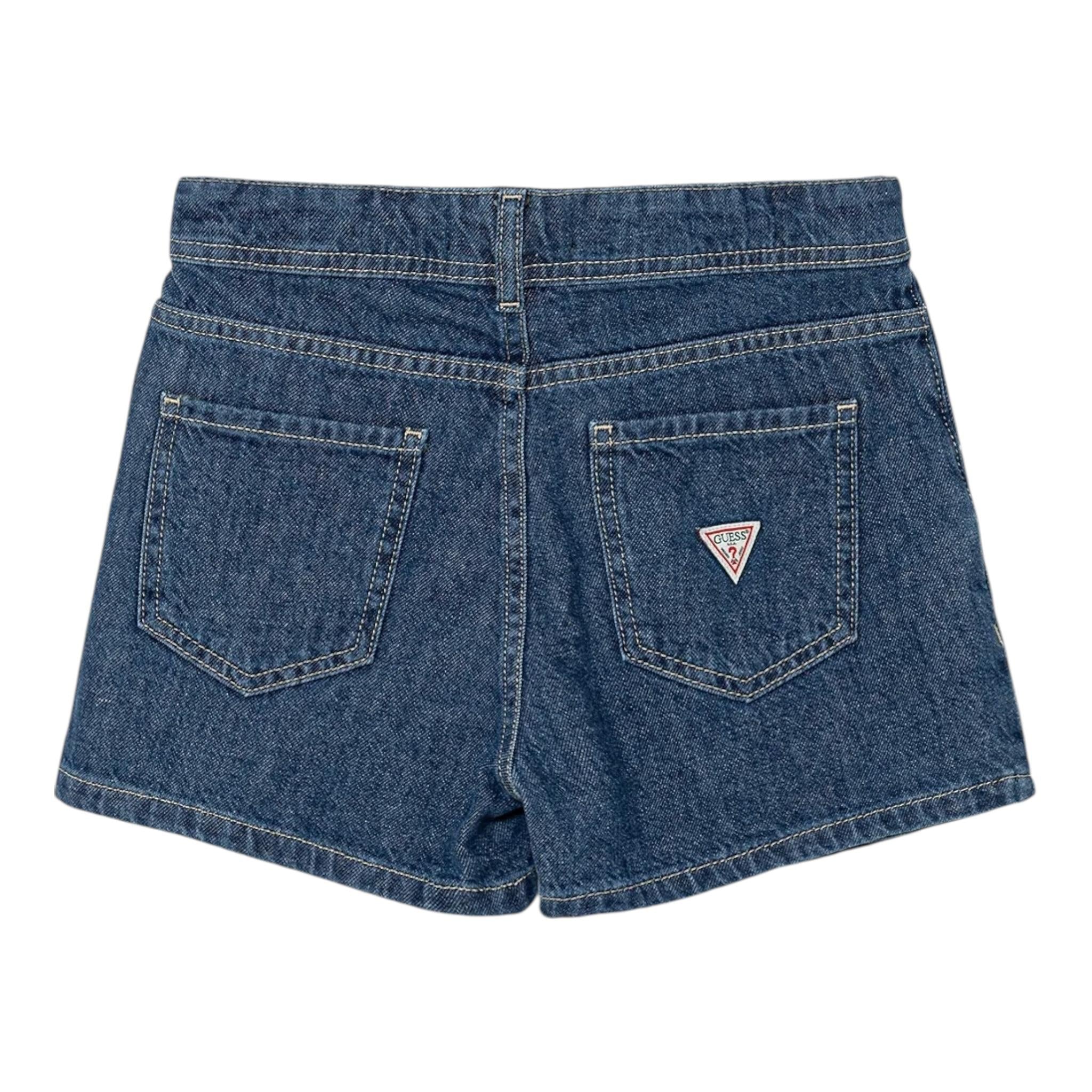 GUESS short in denim tinta unita con logo Blu per Bambina J4YD18D45E0X BLU GUESS 