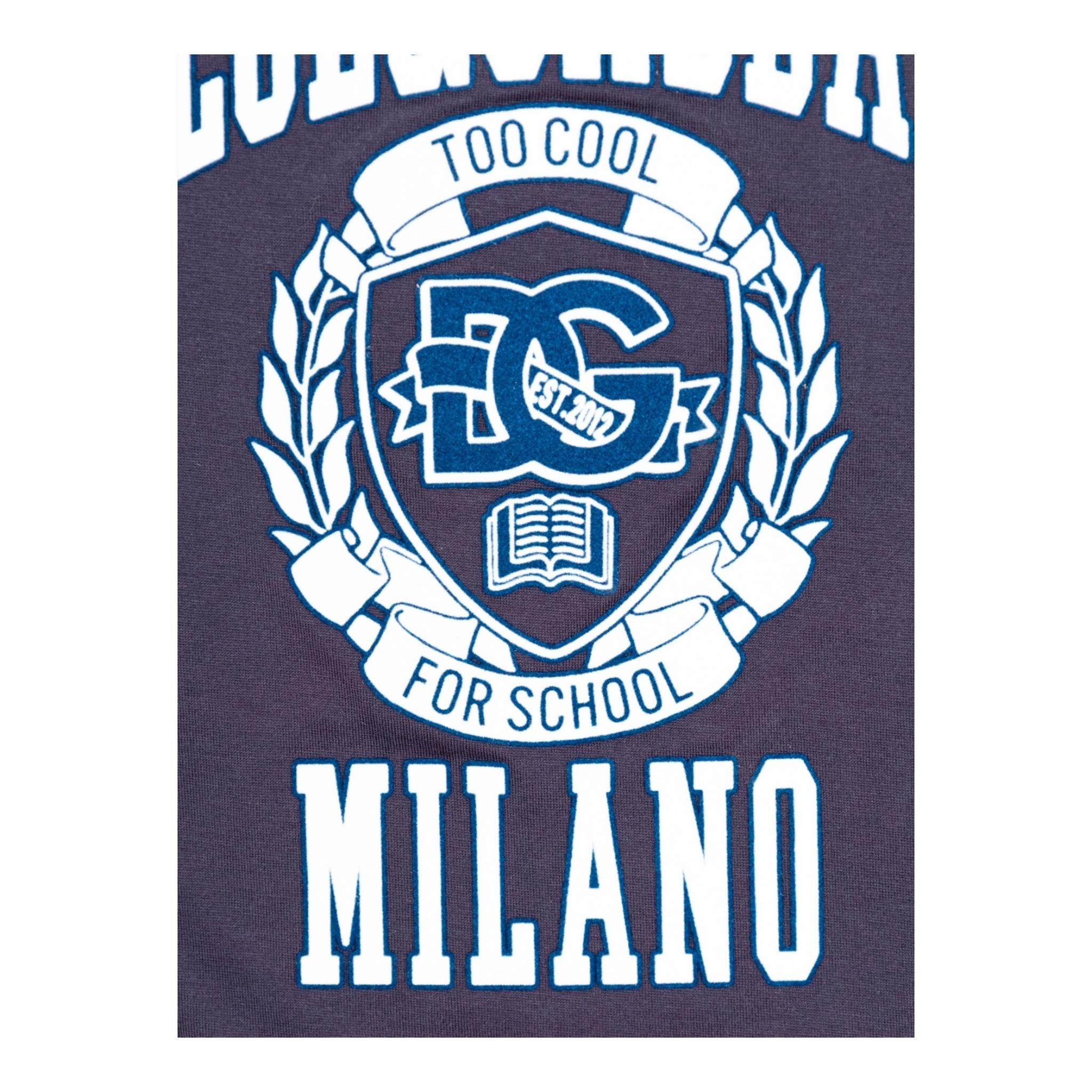 Dolce & Gabbana T-Shirt Girocollo Tinta Unita con Logo per Bambino L4JTHU BLU DOLCE & GABBANA 