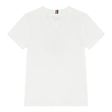 Tommy Hilfiger T-Shirt Girocollo Tinta Unita con Logo per Bambino KB0KB09538X BIANCO TOMMY HILFIGER 