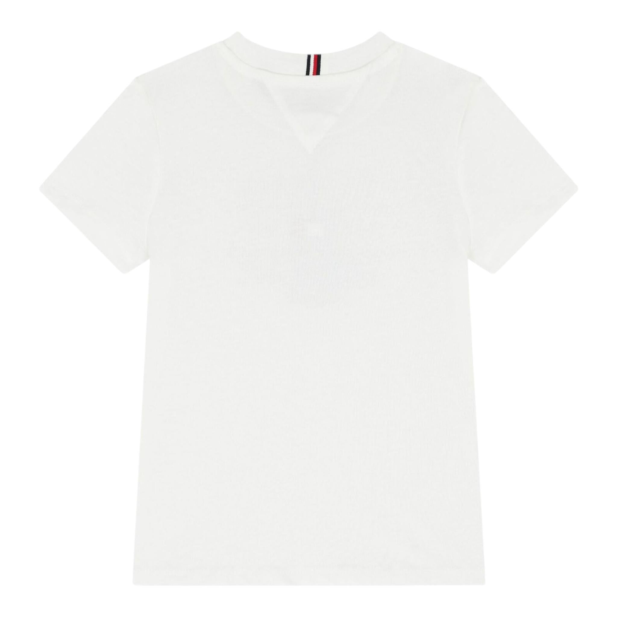 Tommy Hilfiger T-Shirt Girocollo Tinta Unita con Logo per Bambino KB0KB09538X BIANCO TOMMY HILFIGER 