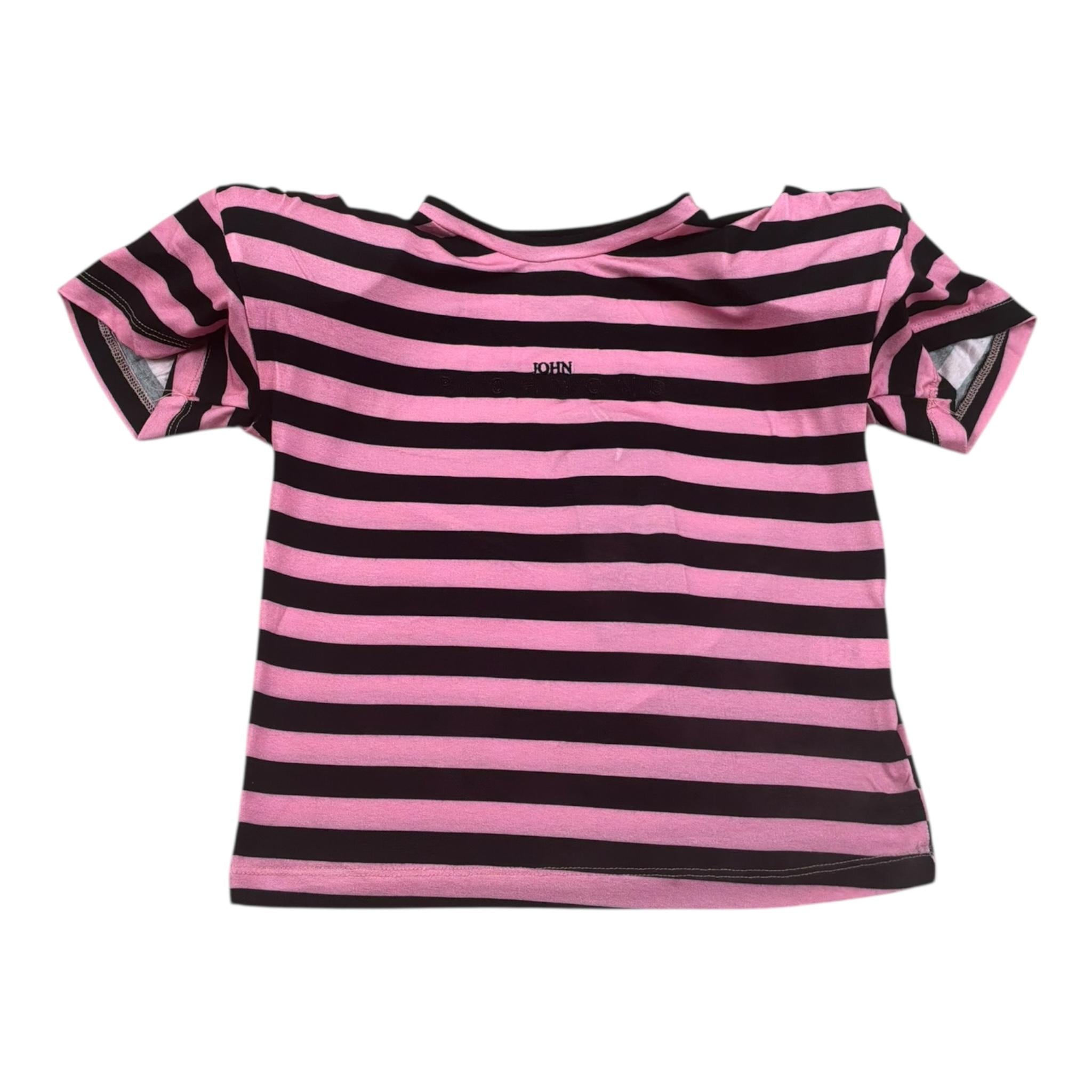 John Richmond T-Shirt Bicolore con Fantasia A Righe per Bambina RGP26132TS ROSA/NERO JOHN RICHMOND 