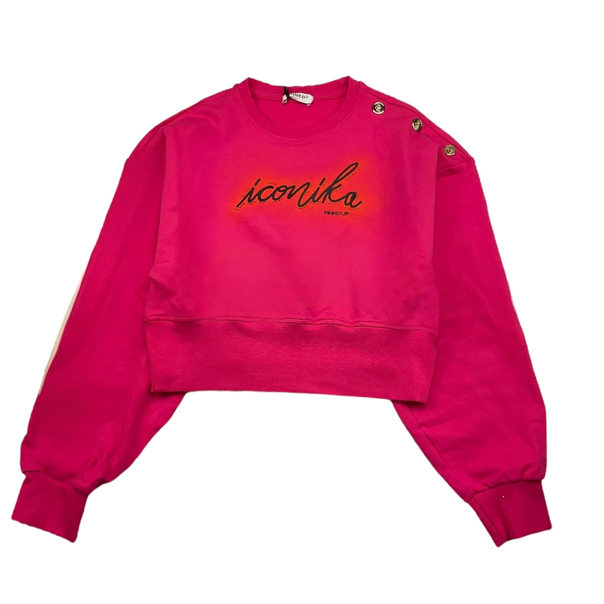 PINKO felpa girocollo tinta unita con stampa Fuxia per Bambina F4PIJGSW099 FUXIA PINKO 