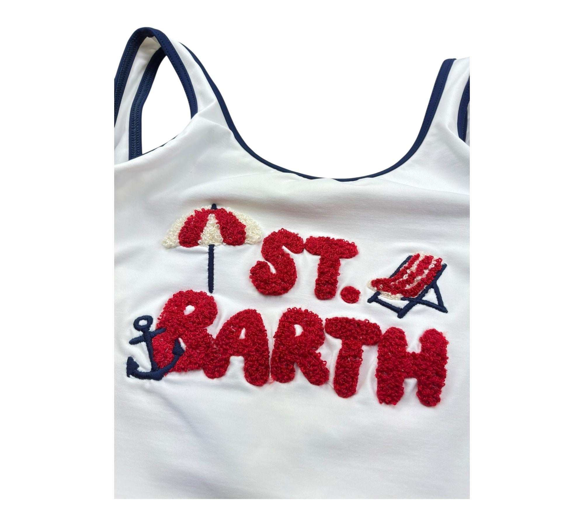 Saint Barth Costume Intero Tinta Unita con Logo per Bambina CARA003 BIANCO SAINT BARTH 