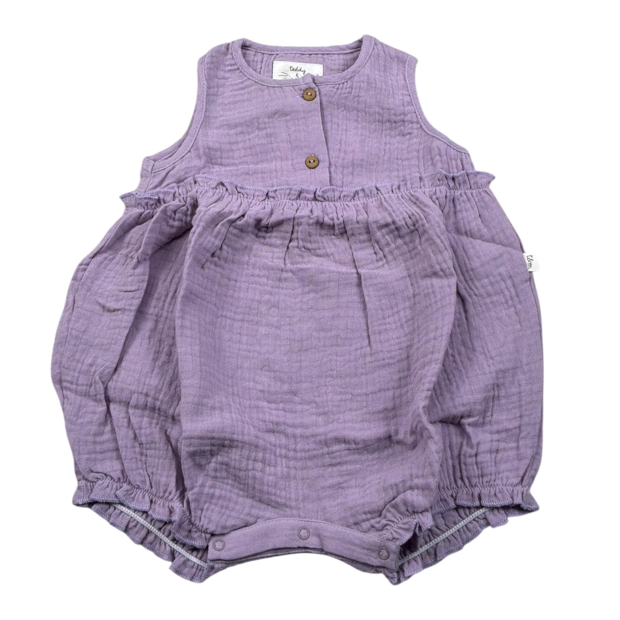 Teddy E Minou Pagliaccetto Giromanica Tinta Unita per Neonata E25TU036C0070 LILLA TEDDY E MINOU 