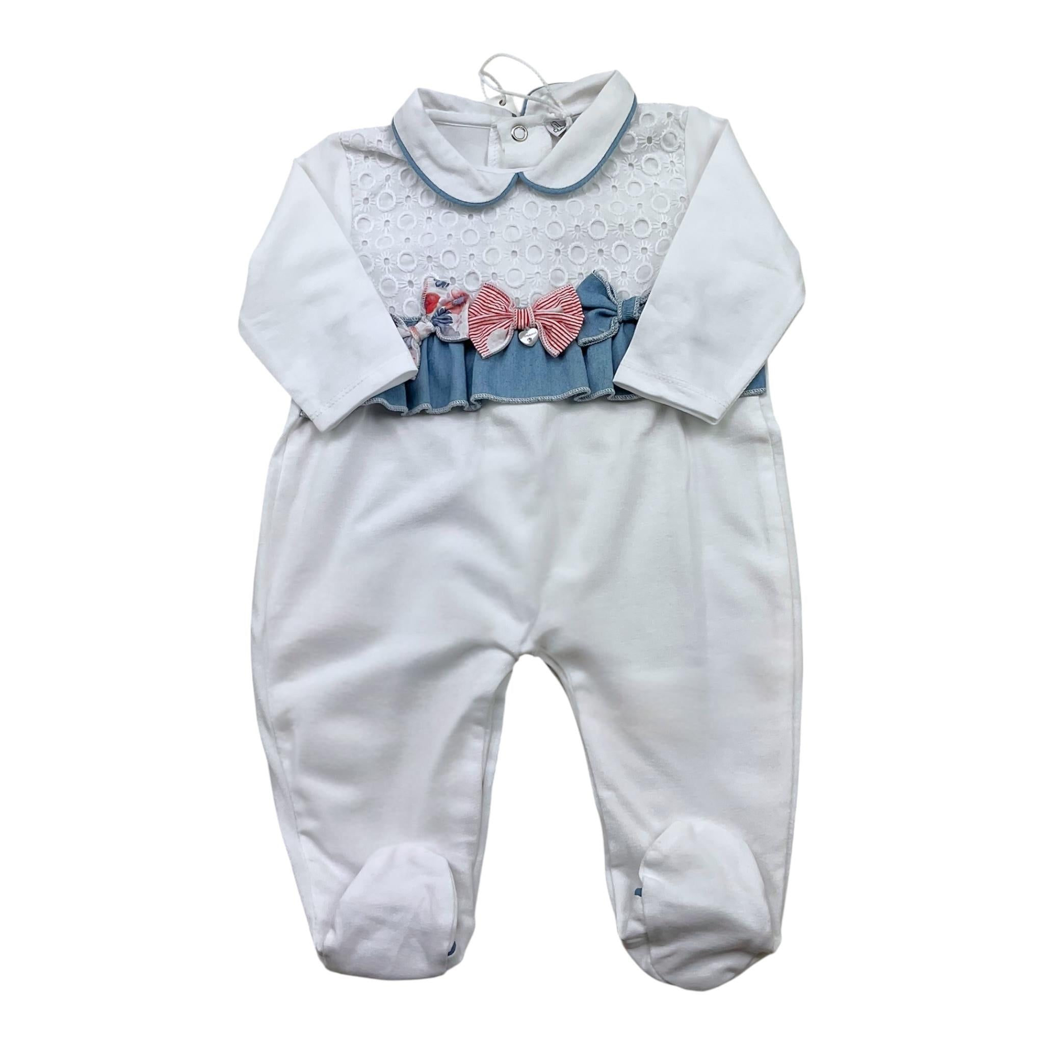 Ninnaoh Tutina Tinta Unita Traforata per Neonata E2136T BIANCO NINNAOH 