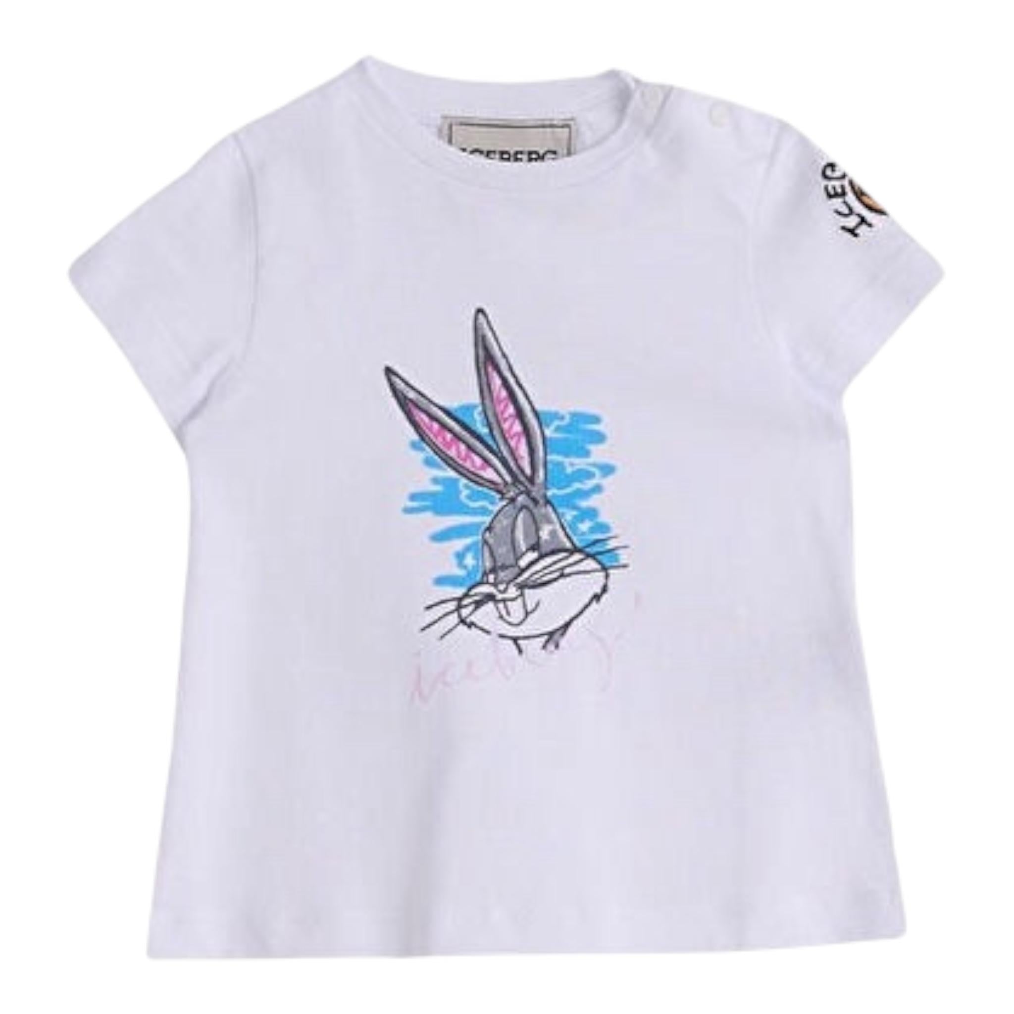 Iceberg T-Shirt Girocollo Tinta Unita con Stampa per Bambino TSICE5168BJ BIANCO ICEBERG 
