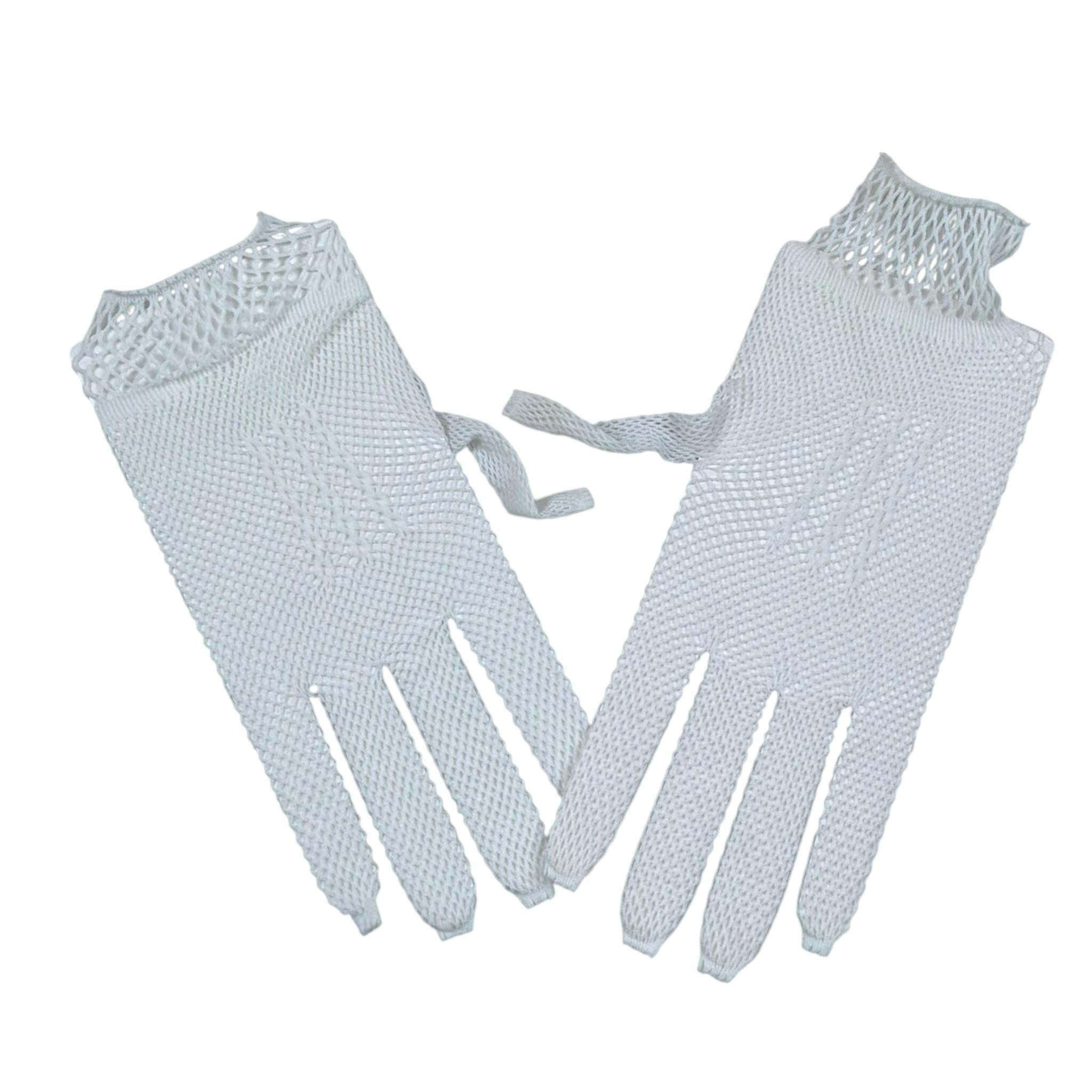 Les Gamins Guanti Tinta Unita Traforati per Bambina 99033 BIANCO LES GAMINS 