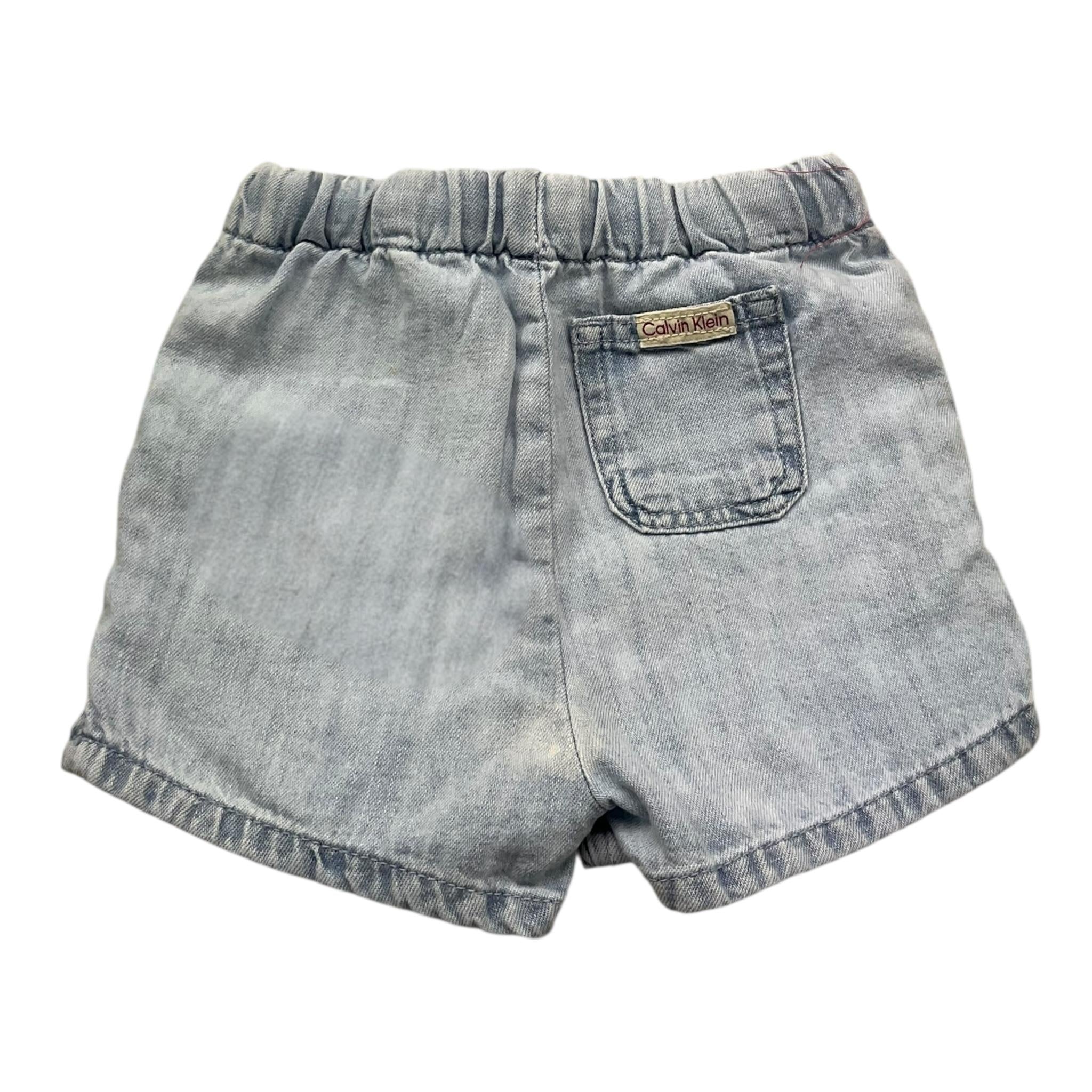 Calvin Klein Bermuda In Denim Tinta Unita con Elastico In Vita per Neonato N00303 AZZURRO CALVIN KLEIN 