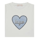 Liu Jo T-Shirt Girocollo Tinta Unita con Brillantini per Bambina KA4047 BIANCO LIU JO 