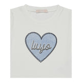 Liu Jo T-Shirt Girocollo Tinta Unita con Brillantini per Bambina KA4047 BIANCO LIU JO 