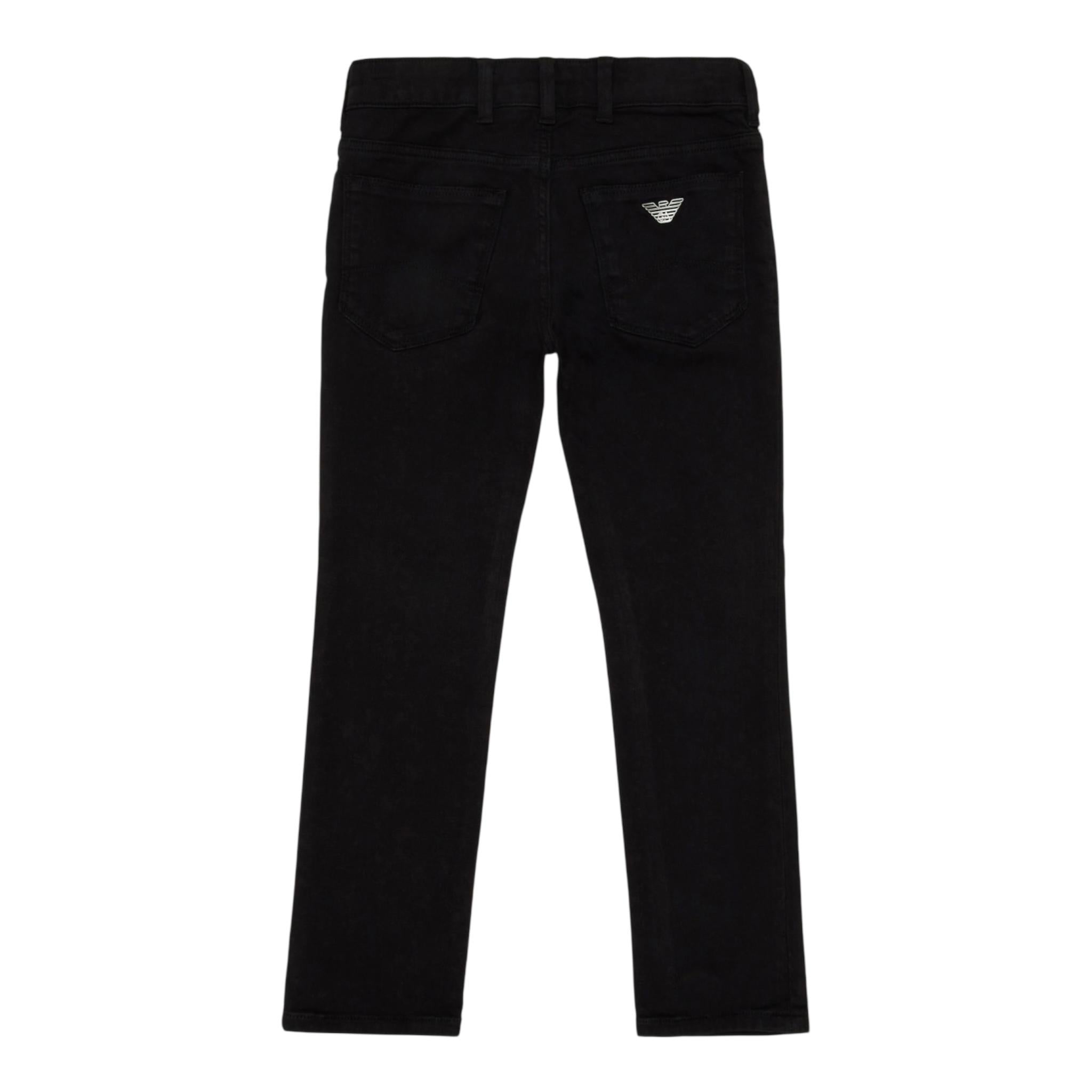 EMPORIO ARMANI jeans tinta unita con logo Nero per Bambino 8N4J06 NERO EMPORIO ARMANI 