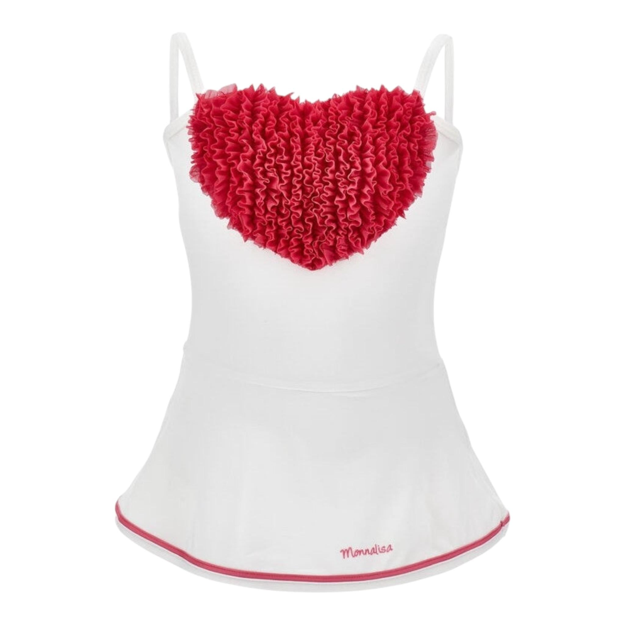 Monnalisa Canotta Tinta Unita con Stampa per Bambina 19E066 BIANCO MONNALISA 