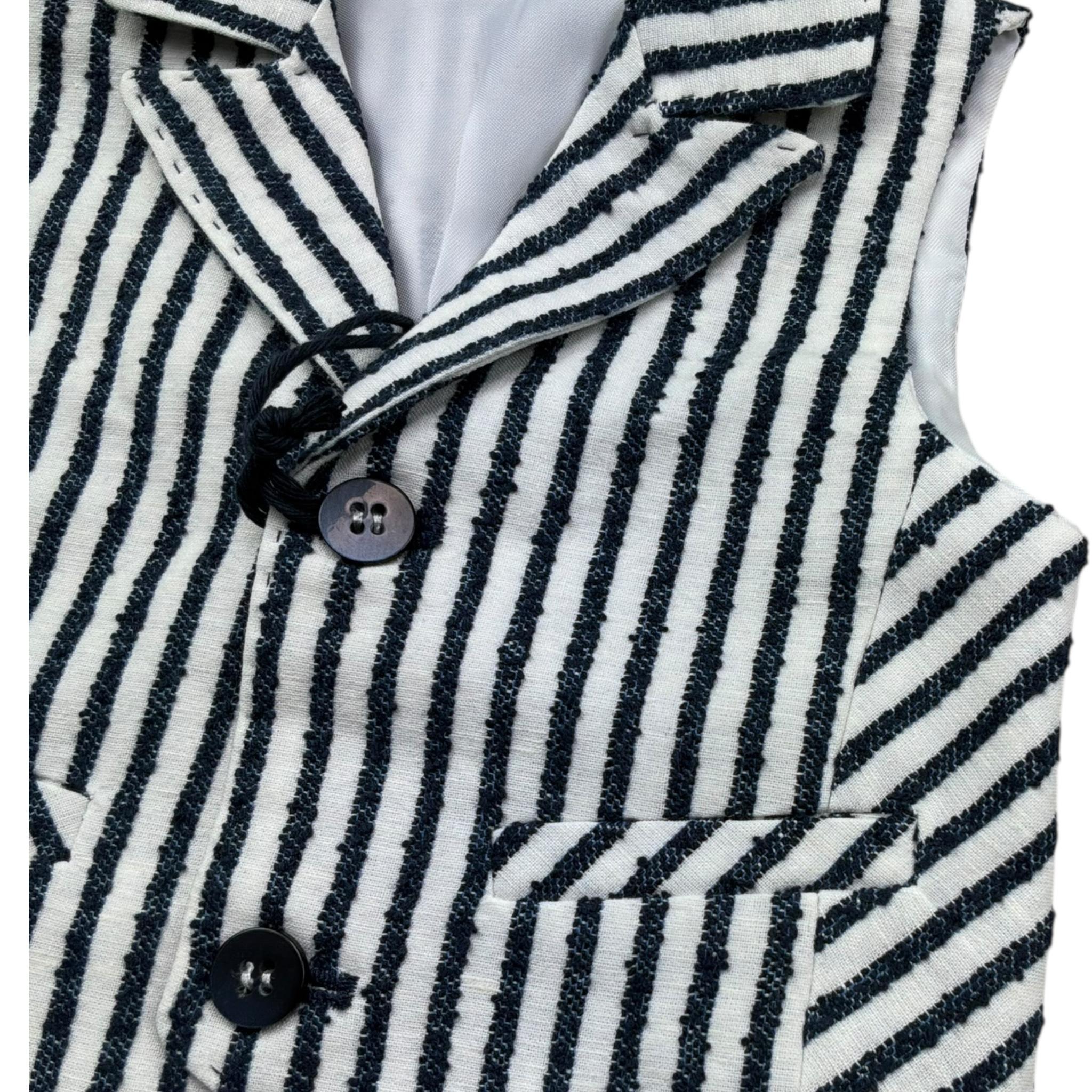 Manuel & Frank Gilet Tinta Unita con Fantasia A Righe per Neonato MF5034I BIANCO/BLU MANUEL & FRANK 