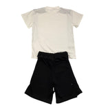 Minimo Completo 2 Pezzi T-Shirt-Bermuda Bicolore Bianco/Nero Per Bambino
