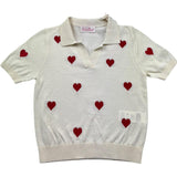 Saint Barth Polo Mezza Manica Tinta Unita con Ricami Cuori per Bambina EVONNE PANNA SAINT BARTH 