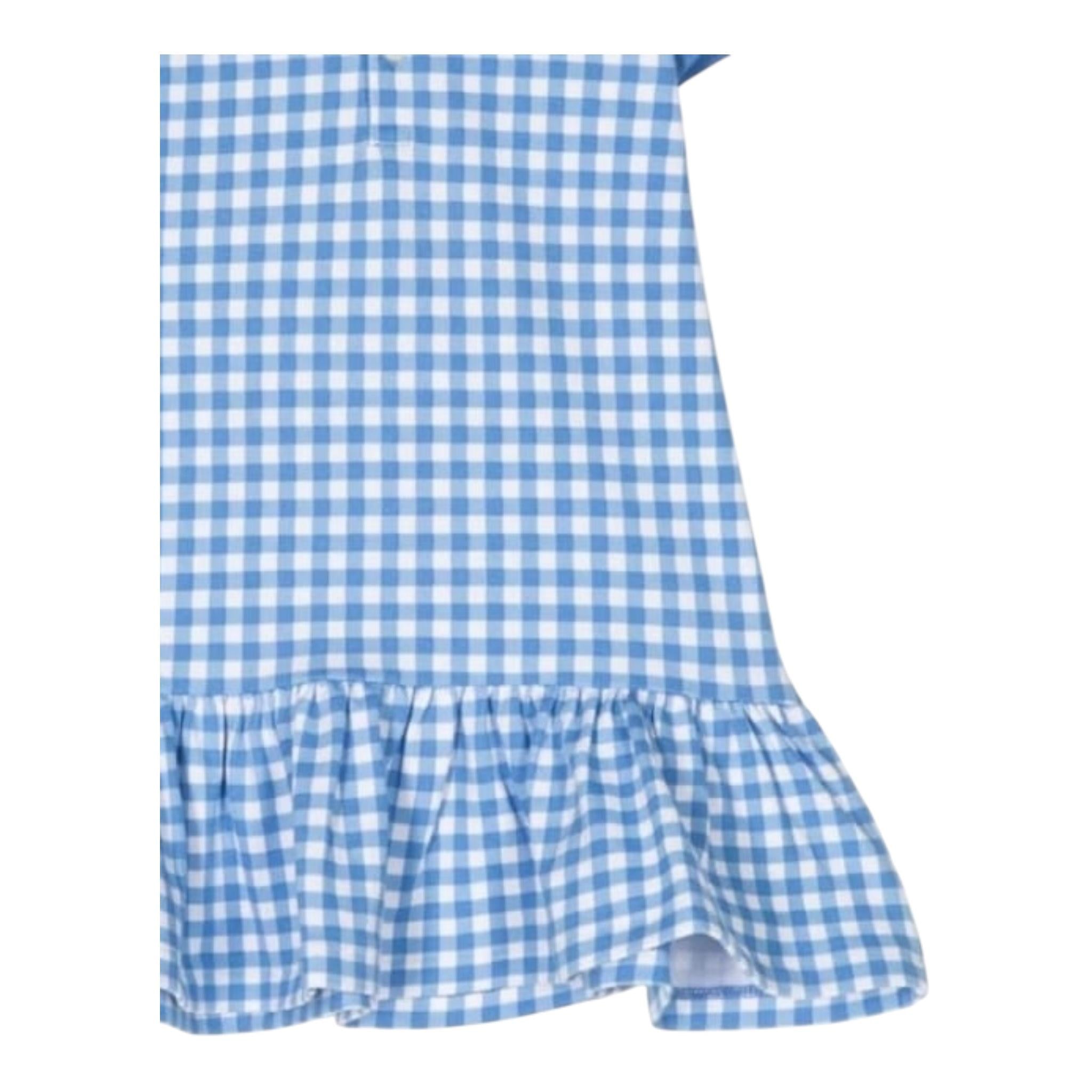 Ralph Lauren Set Abito-Coulotte Mezza Manica Tinta Unita con Fantasia Quadri per Neonata 310934880001 AZZURRO RALPH LAUREN 