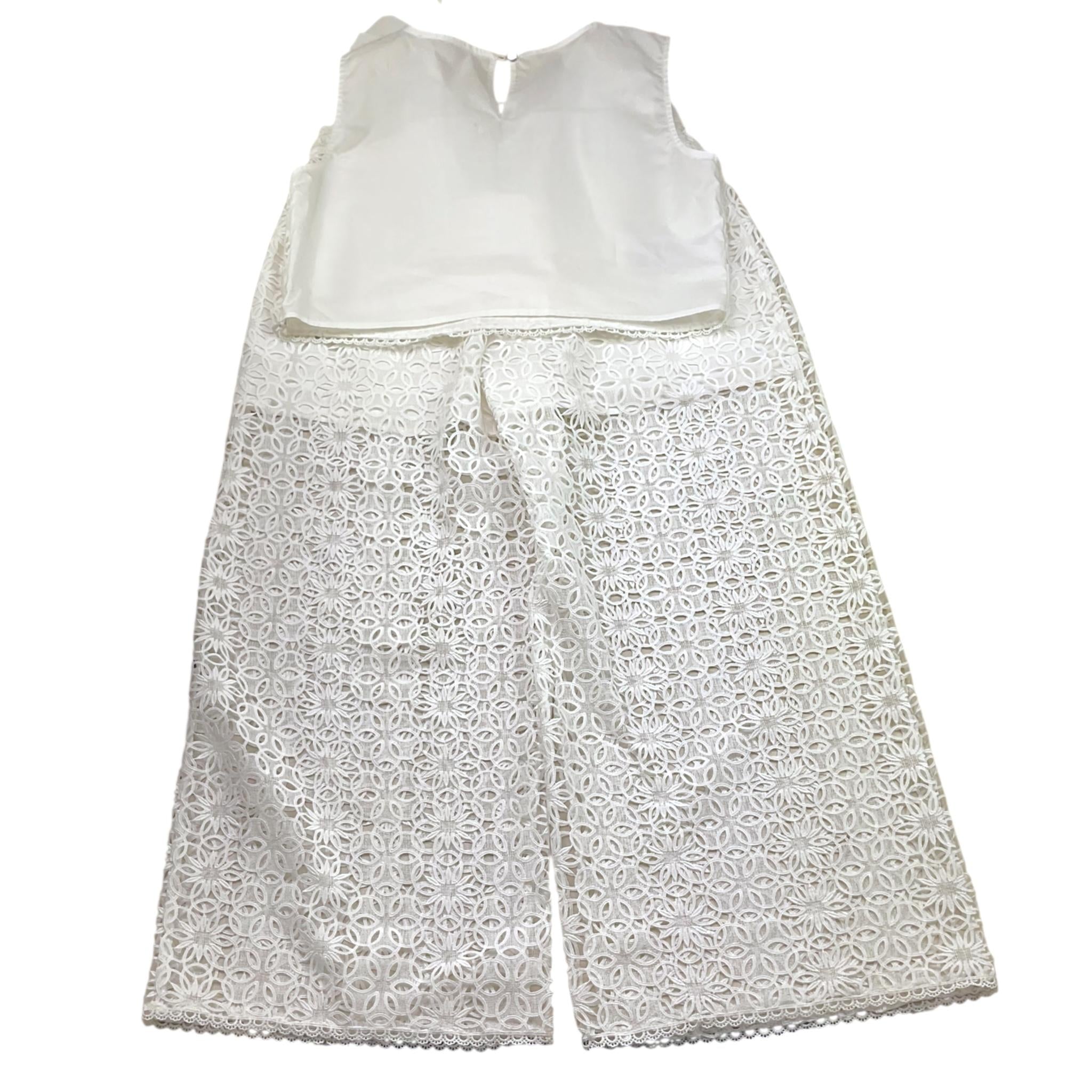 Kocca Completo 2 Pezzi Pantalone-Top Tinta Unita con Ricami per Bambina 60725 BIANCO Kocca 