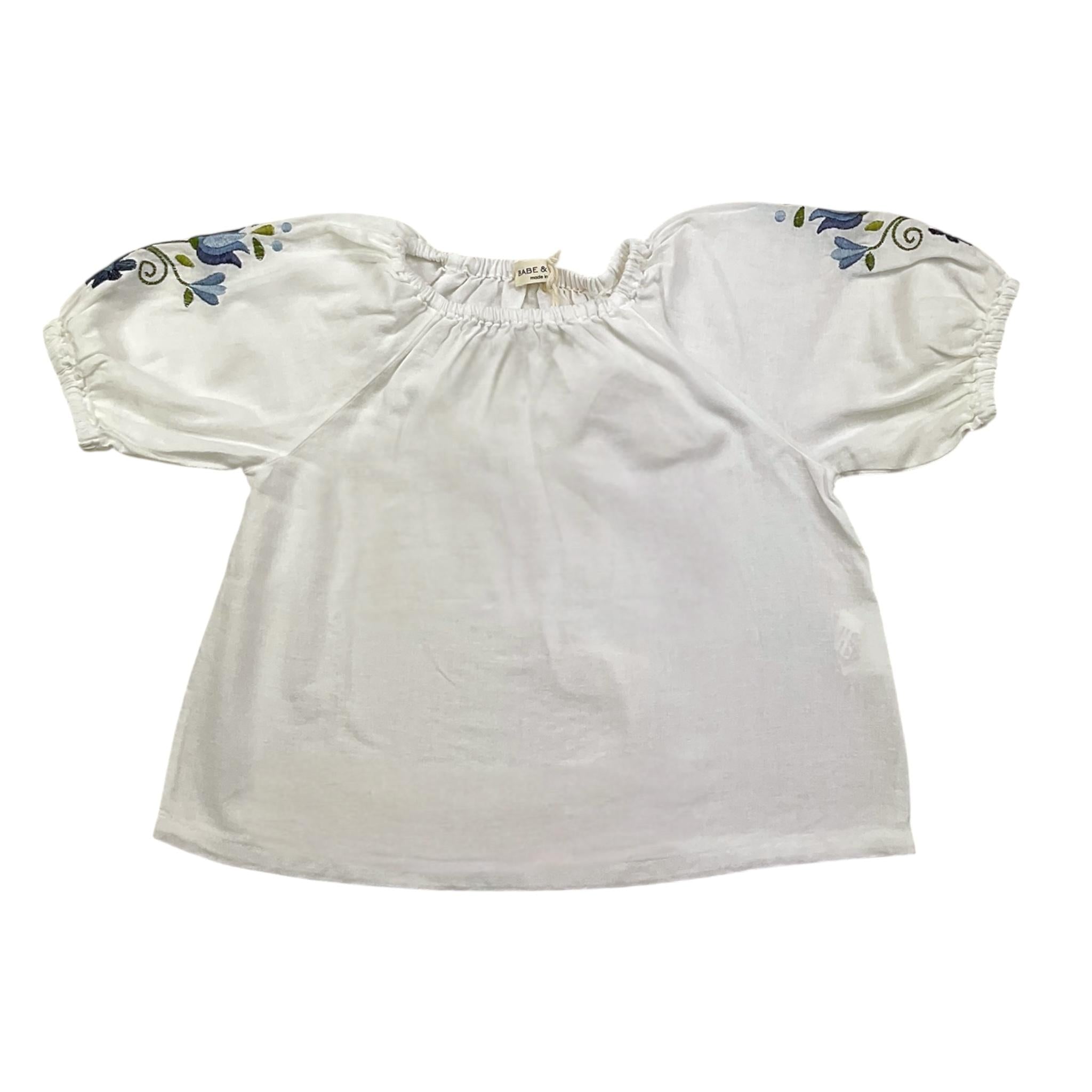 Babe & Tess Top Tinta Unita con Fantasia Fiori per Bambina 03518029 BIANCO BABE & TESS 