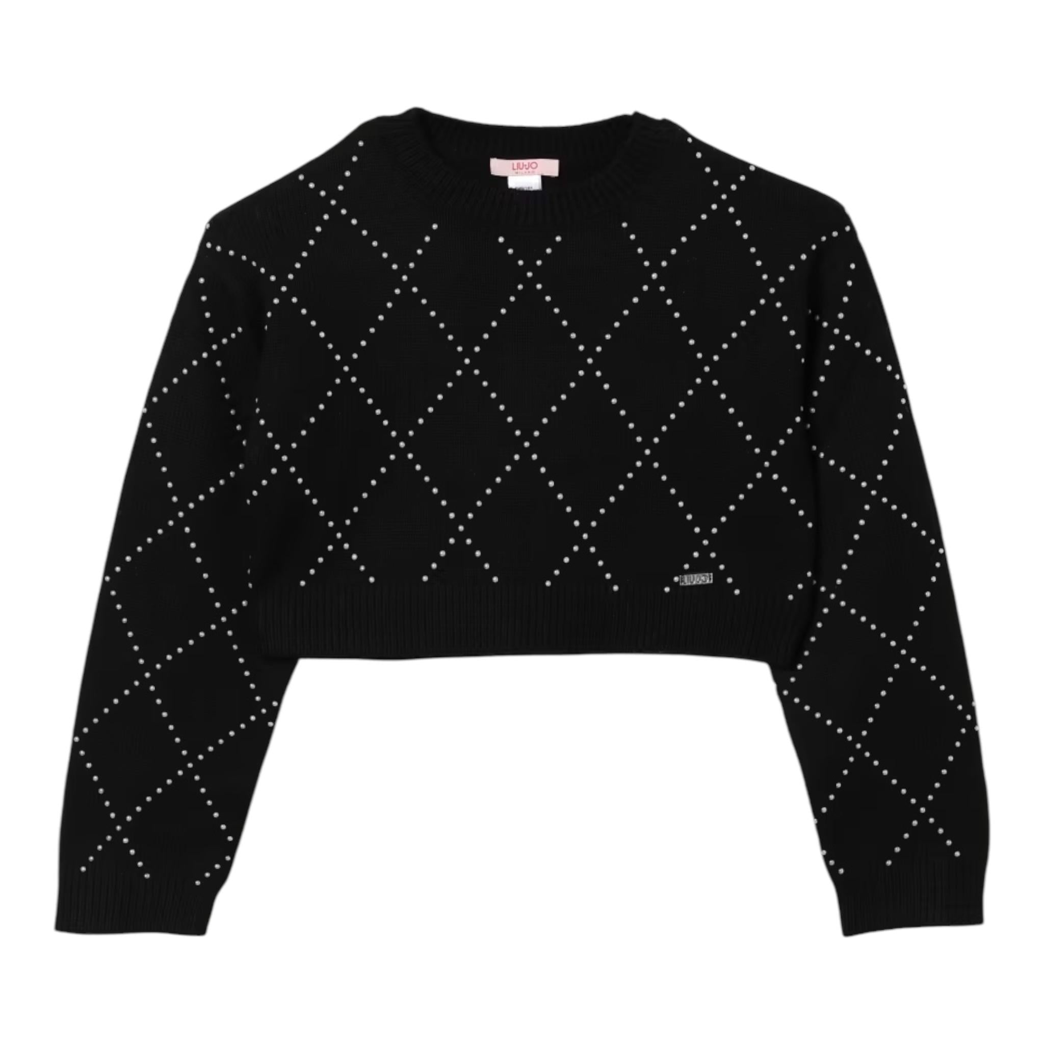 LIU JO maglia girocollo tinta unita cn brillantini Nero per Bambina GF4137X NERO LIU JO 