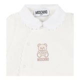 Moschino Tutina Tinta Unita con Stampa per Neonata MUY07L BIANCO MOSCHINO 