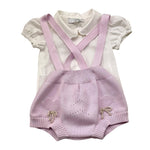 I Delfi Completo 2 Pezzi Camicia-Salopettes Bicolore per Neonata 25P5010 BIANCO/LILLA I DELFI 