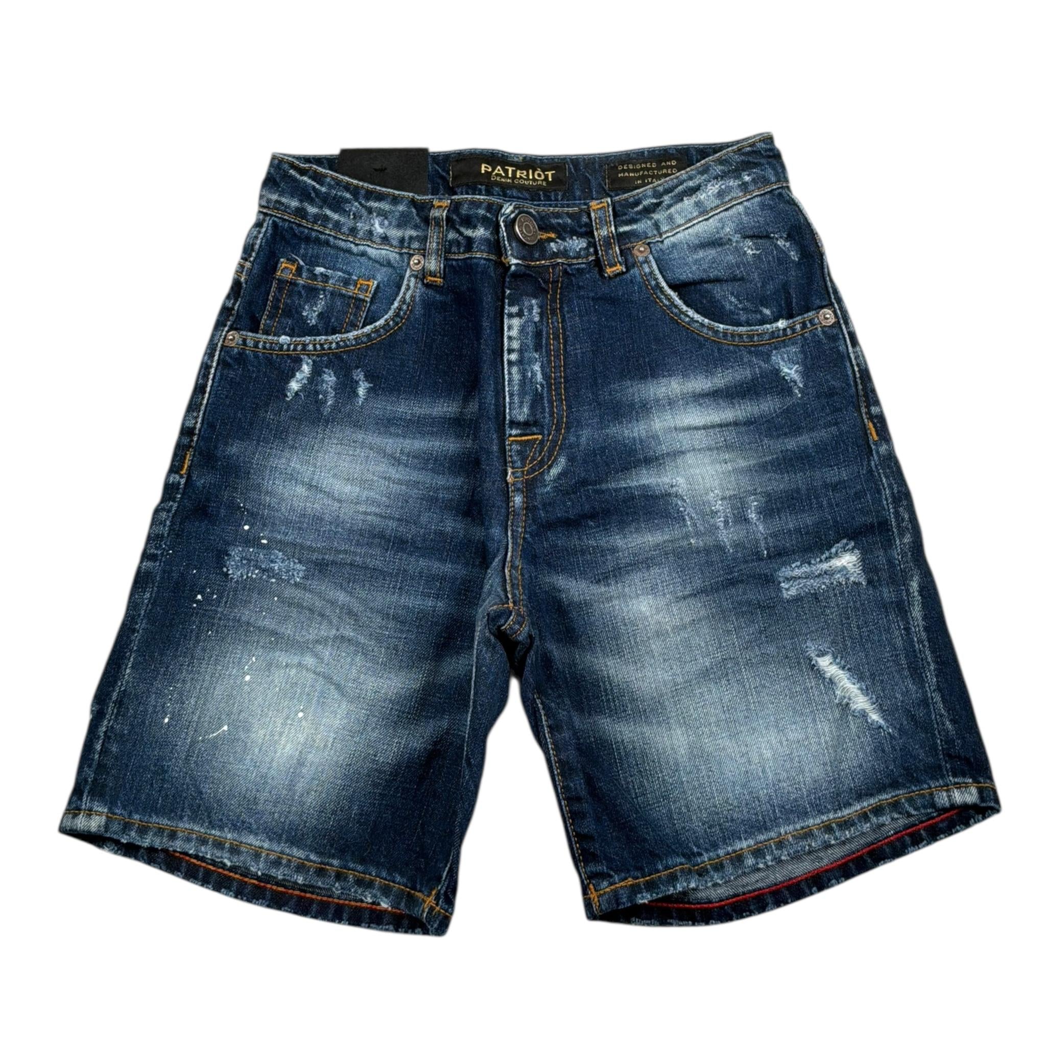 Patriot Bermuda In Denim Tinta Unita con Strappi per Bambino PBC1409 BLU PATRIOT 