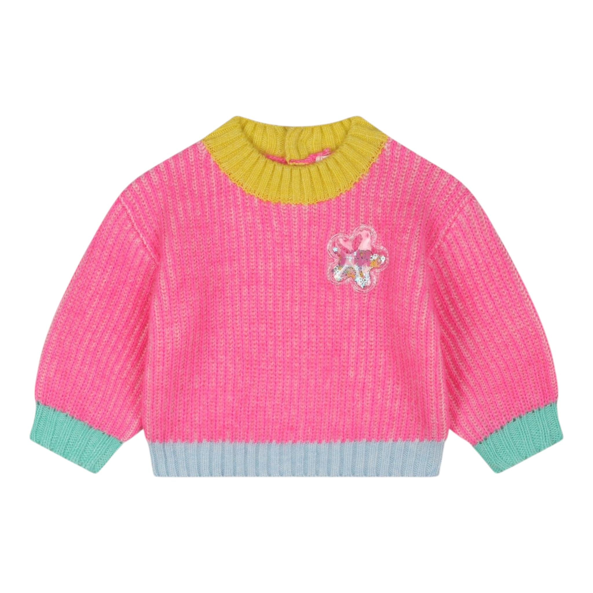 BillIEBLUSH maglia girocollo tinta unita con applicazione Rosa fluo per Neonata U20414 ROSA FLUO BillIEBLUSH 