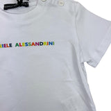 Daniele Alessandrini T-Shirt Girocollo Tinta Unita con Taschino Bianco per Neonato