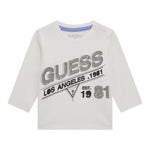 GUESS shirt girocollo tinta unita con stampa in contrasto Bianco per Neonato N4BI11I3Z4 BIANCO GUESS 