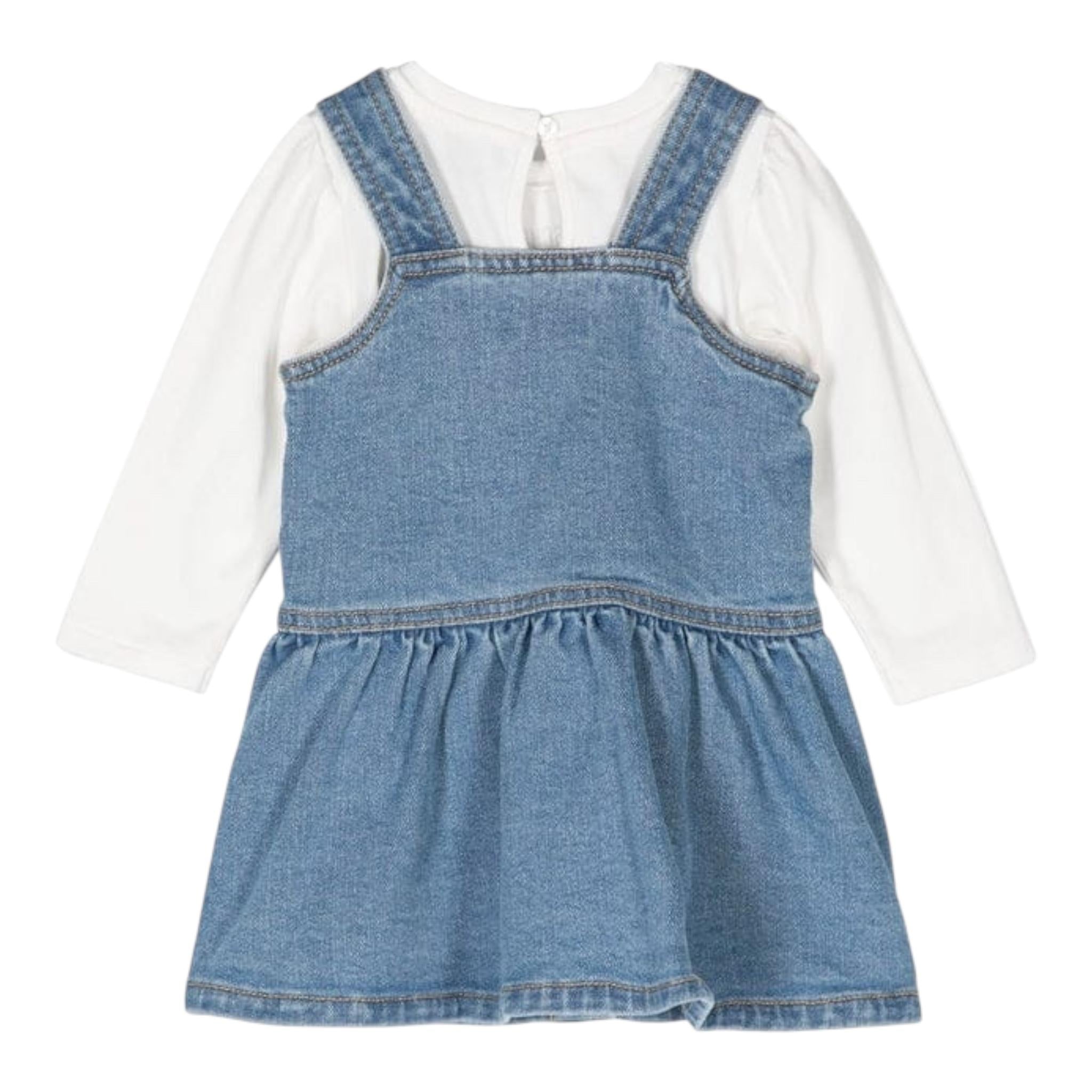 MOSCHINO completo 2 pezzi salopette-shirt Azzurro per Neonata MDK02S AZZURRO MOSCHINO 