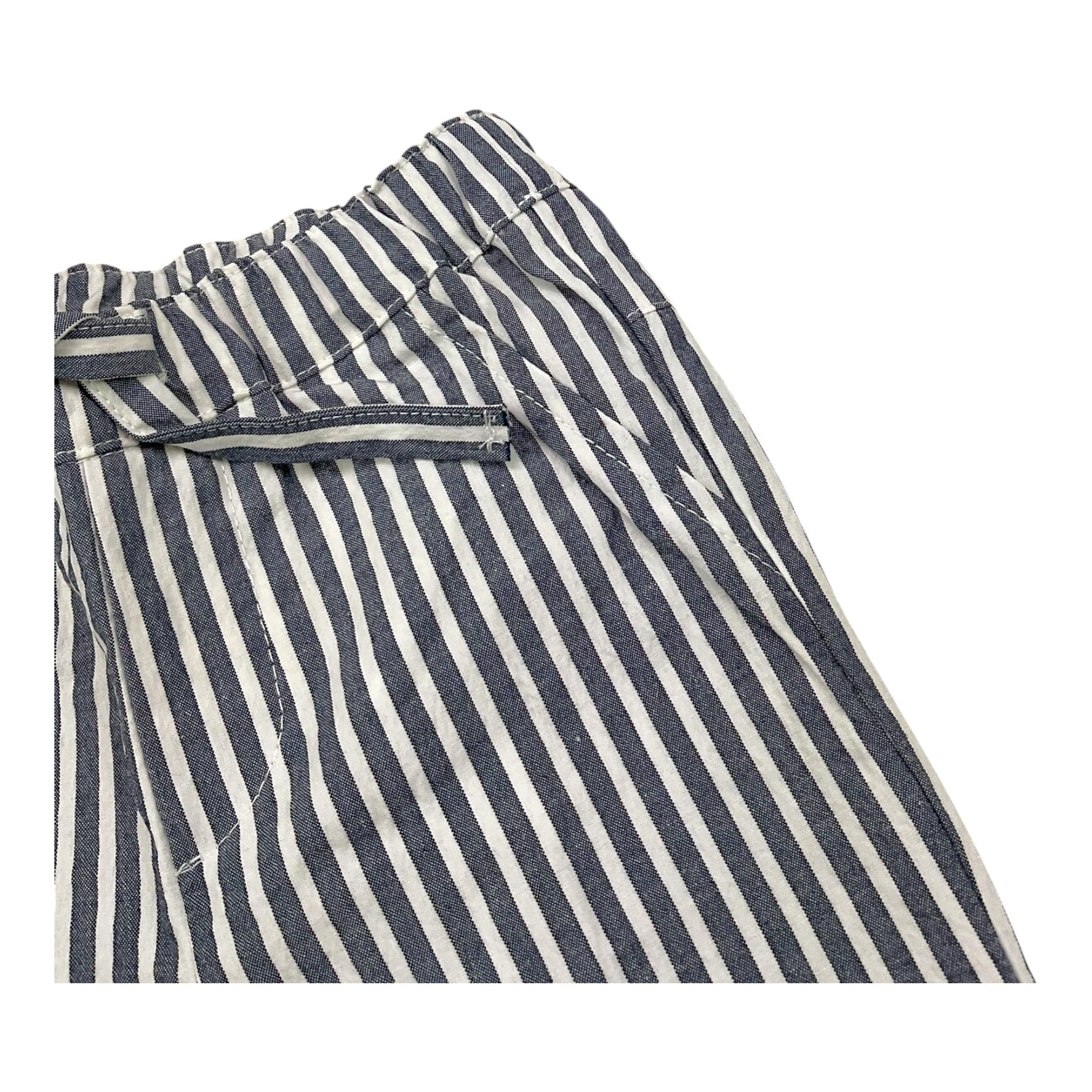 Please Pantalone Bicolore con Fantasia A Righe per Neonato PE54271B73 BIANCO PLEASE 