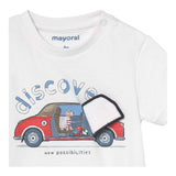 Mayoral T-Shirt Girocollo Tinta Unita con Stampe In Contrasto Bianco per Neonato