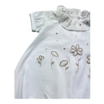 Le Bebe Pagliaccetto Mezza Manica Tinta Unita con Ricami per Neonata LBG6306 BIANCO LE BEBE 