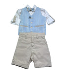 Mai'S Kids Completo 4 Pezzi Bermuda-Gilet-Camicia-Papillions per Neonato COMP0011 AZZURRO MAI'S KIDS 