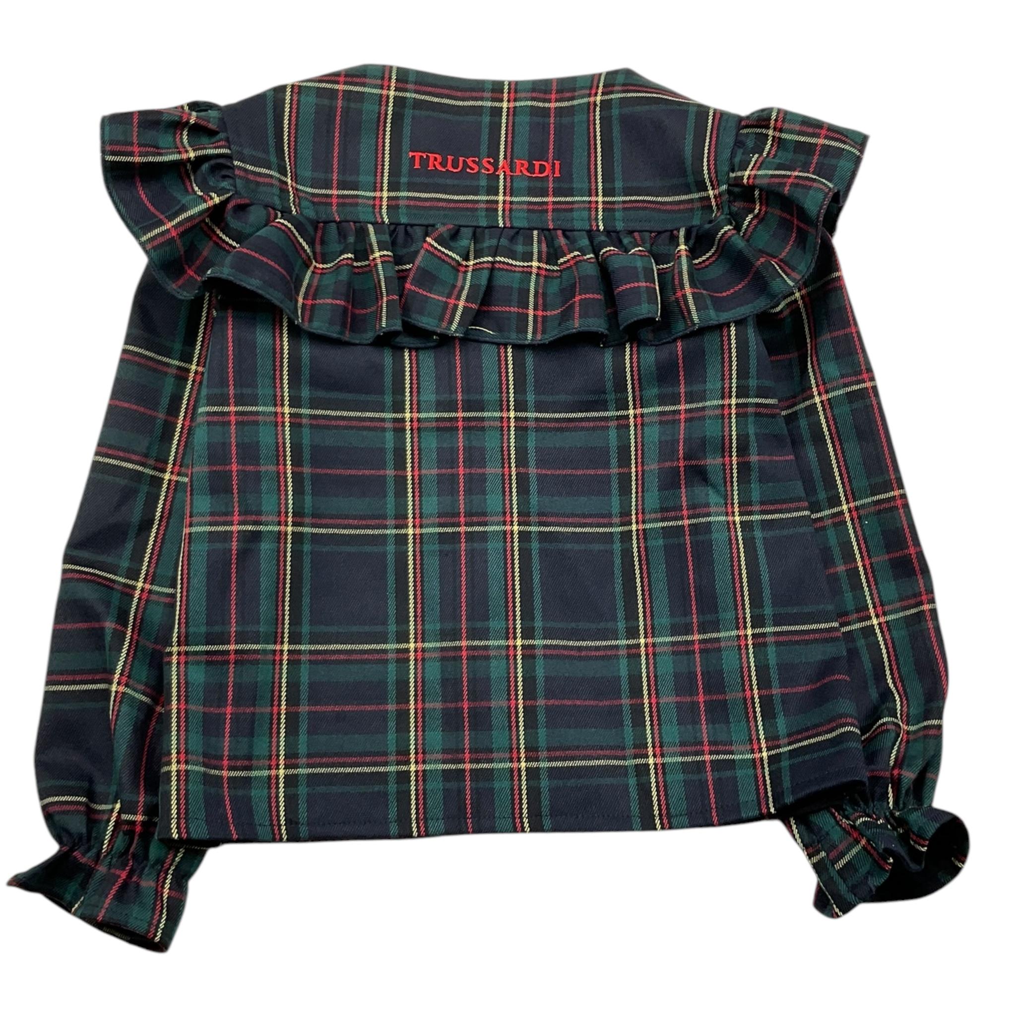 TRUSSARDI camicia manica lunga stampa fantasia scozzese Blu per Bambina TGA25055CA BLU TRUSSARDI 