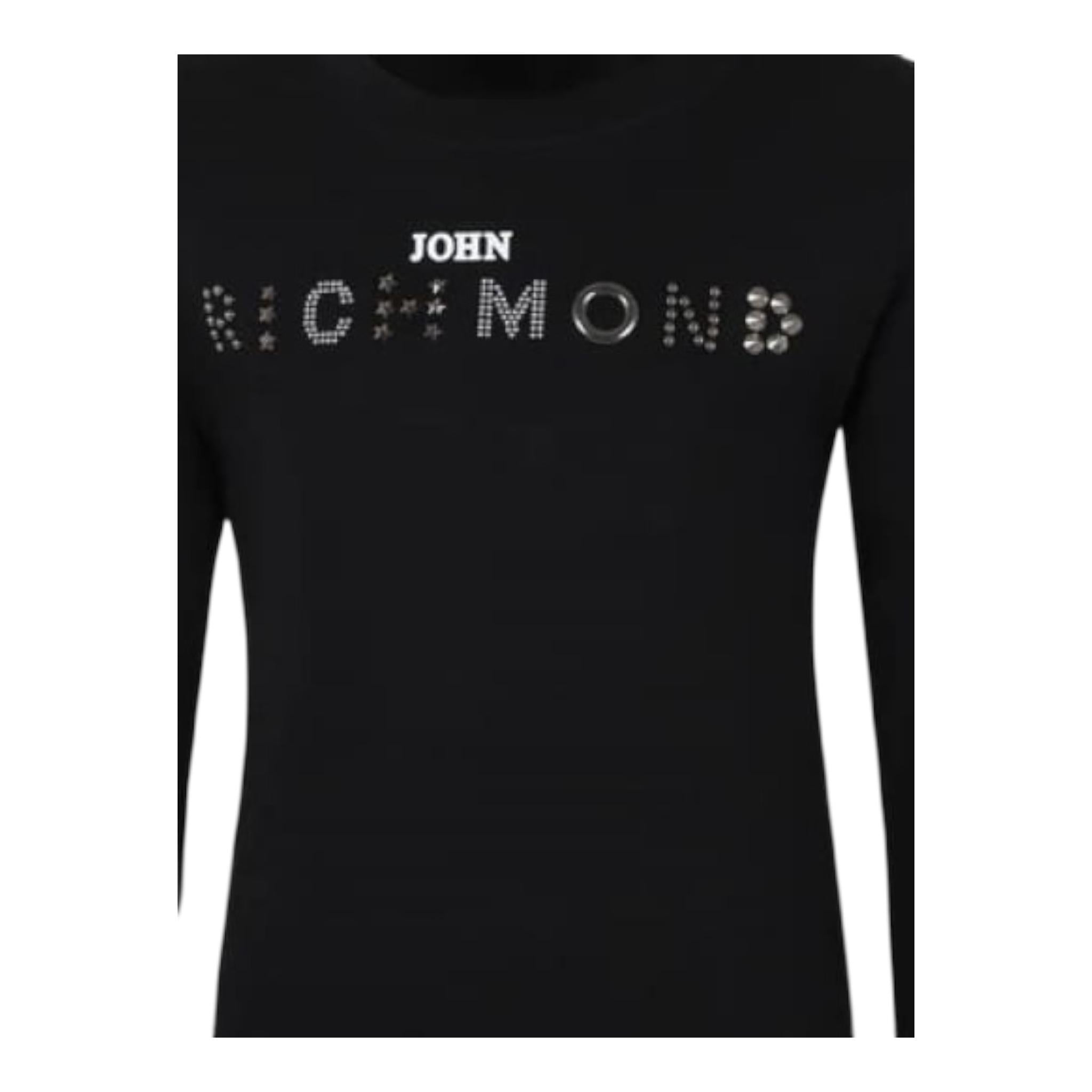 JOHN RICHMOND shirt girocollo tinta unita con applicazioni Nero per Bambina RBA24085TS NERO JOHN RICHMOND 