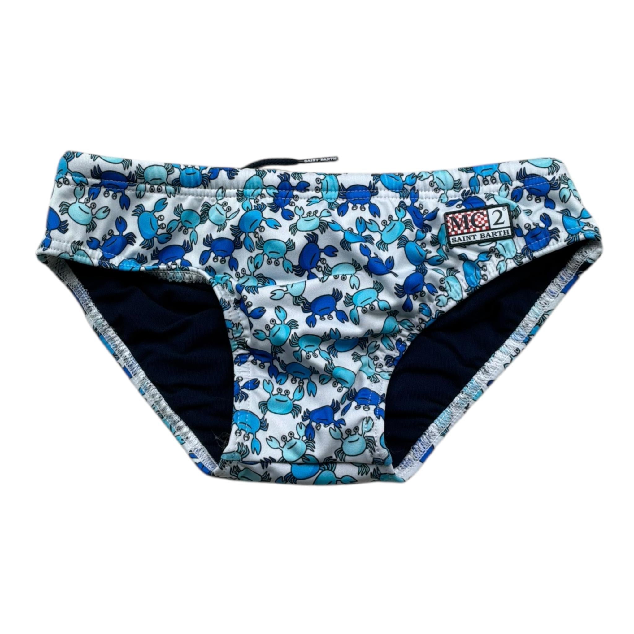 Saint Barth Costume Modello Slip Tinta Unita con Fantasia per Bambino GRANKY BIANCO SAINT BARTH 