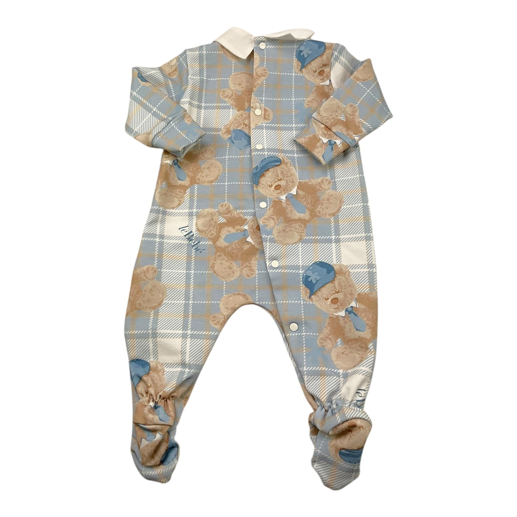 LE BEBE' tutina tinta unita con stampa Azzurro per Neonato LBB3727 AZZURRO LE BEBE' 