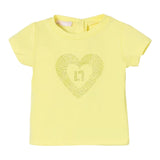 Liu Jo T-Shirt Girocollo Tinta Unita Con Stampa Brillantinata Giallo Per Neonata