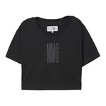 Maison Margiela T-Shirt Girocollo Tinta Unita con Stampa per Bambina M60806M NERO MAISON MARGIELA 