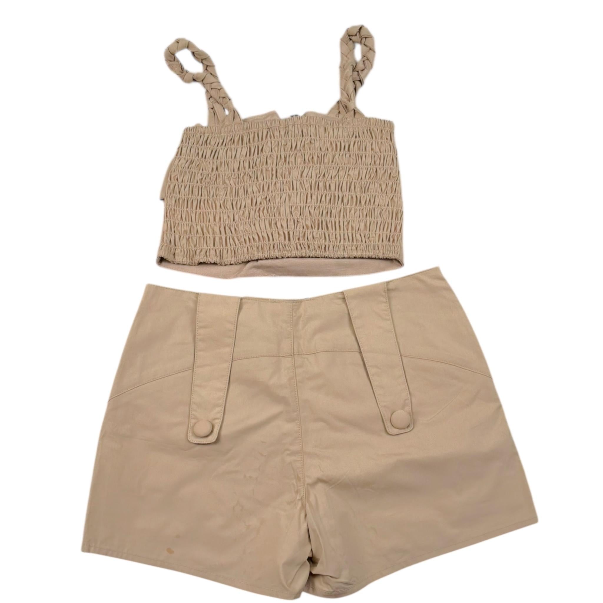 Fun & Fun Completo Short-Top Tinta Unita per Bambina 30939 SABBIA FUN & FUN 