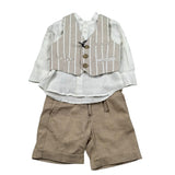Jeckerson Completo 3 Pezzi Gilet-Camicia-Bermuda per Neonato JN4055 BEIGE JECKERSON 