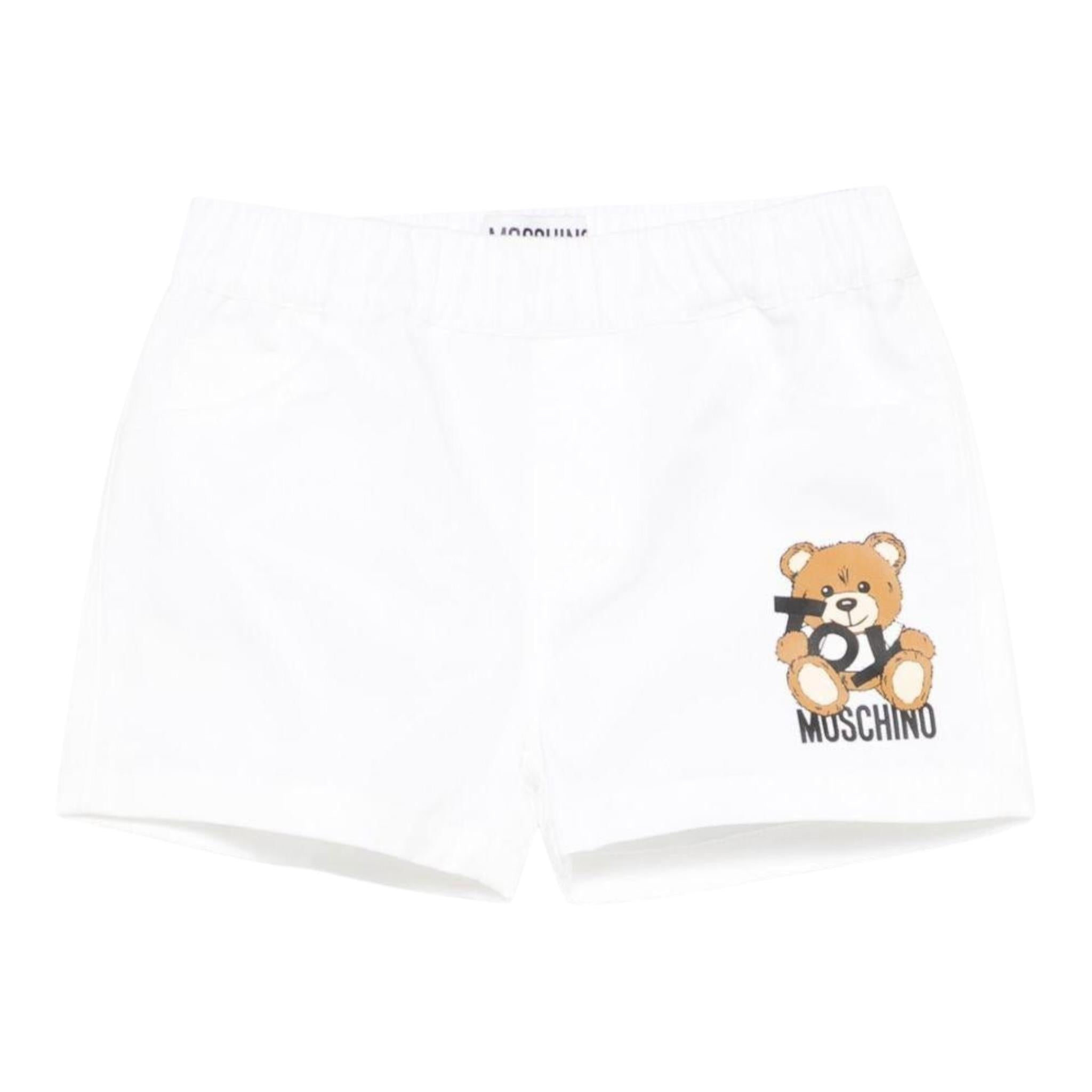 Moschino Bermuda tinta unita con Logo Bianco per Bambino MUQ018JXXXX BIANCO MOSCHINO 